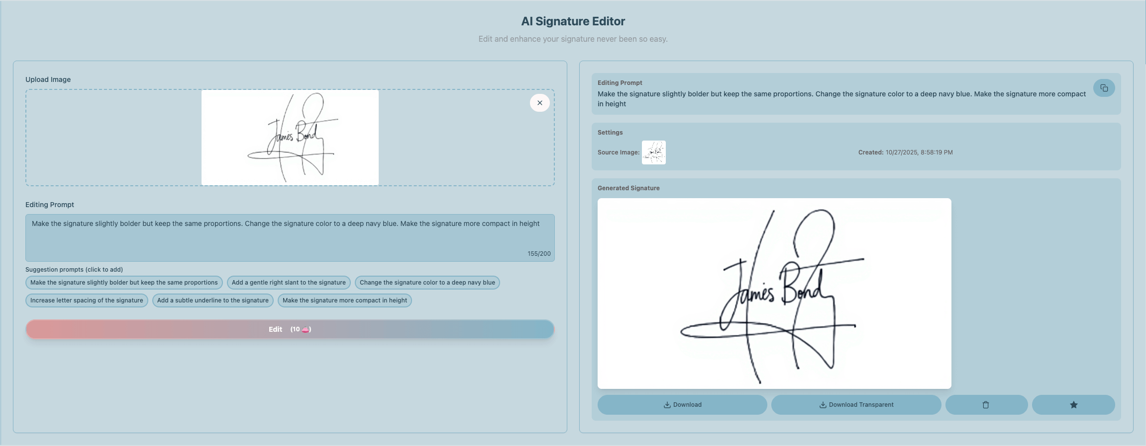 AI Signature Editor